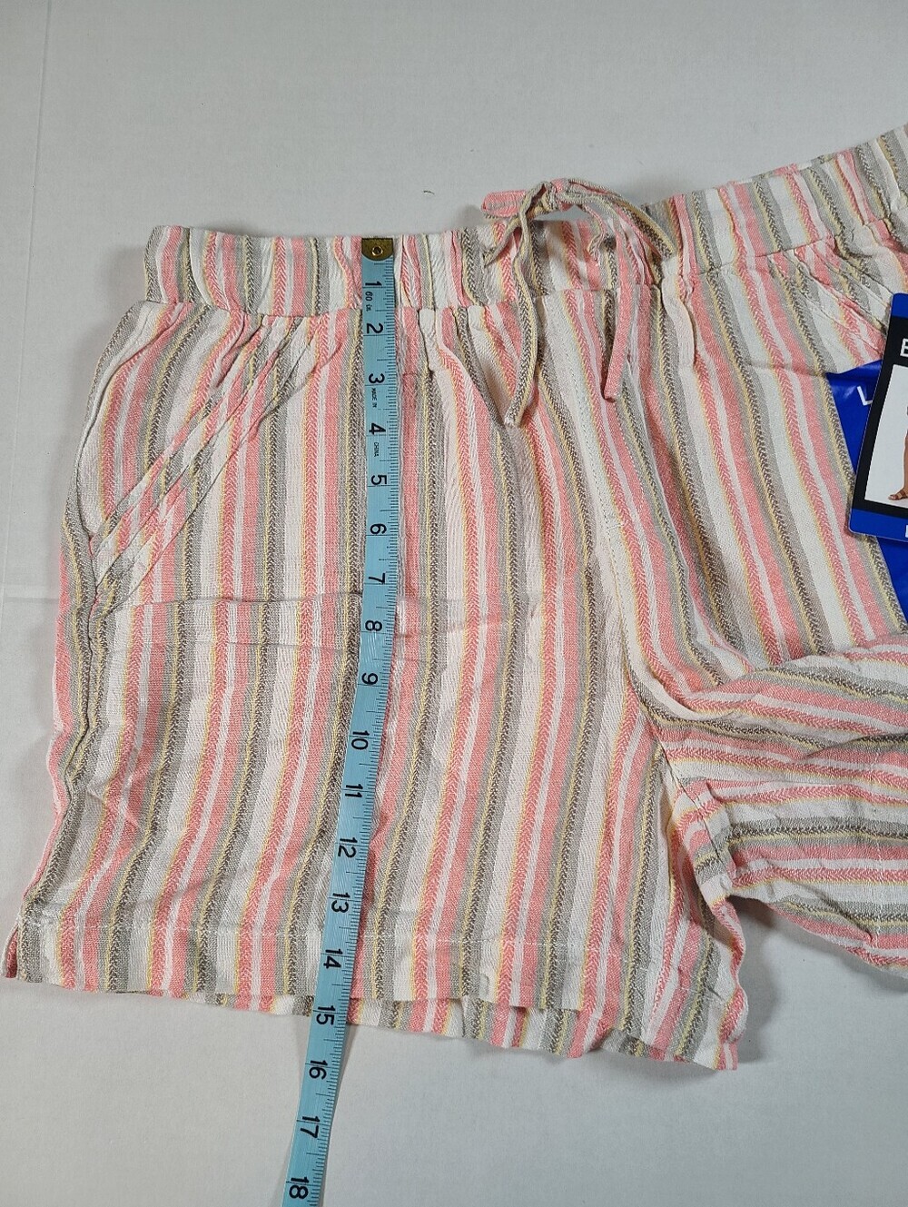 Briggs New York Women's Striped Shorts Large Elastic Waist NWT Linen Blend - Picture 12 of 12
